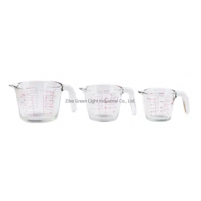 Vaso medidor de vidrio de borosilicato de 300 ml, 500 ml y 1000 ml con asa