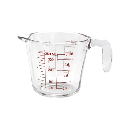 Vaso medidor de vidrio de 350 ml, 500 ml y 1000 ml con asa y escala para cocinar al horno