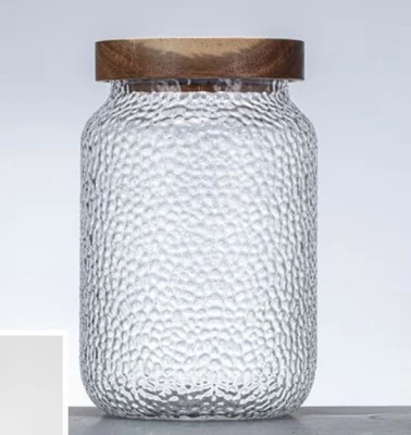 Tanque de almacenamiento de vidrio con cubierta de madera de Acacia/tanque sellado de vidrio de borosilicato alto/olla recta de té de flores/olla de cereales de té de flores transparente