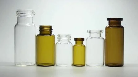 Botellas de vidrio moldeadas o tubulares transparentes y ámbar para uso médico o cosmético